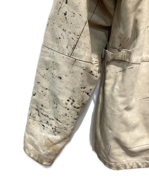 ARMANI JEANS（アルマーニジーンズ）ARMANI JEANS (アルマーニジーンズ) ペイント加工レザーコート グレー サイズ:52の古着・服飾アイテム