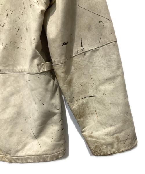 ARMANI JEANS（アルマーニジーンズ）ARMANI JEANS (アルマーニジーンズ) ペイント加工レザーコート グレー サイズ:52の古着・服飾アイテム