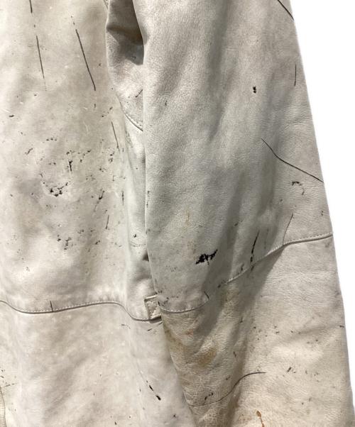 ARMANI JEANS（アルマーニジーンズ）ARMANI JEANS (アルマーニジーンズ) ペイント加工レザーコート グレー サイズ:52の古着・服飾アイテム