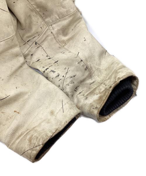 ARMANI JEANS（アルマーニジーンズ）ARMANI JEANS (アルマーニジーンズ) ペイント加工レザーコート グレー サイズ:52の古着・服飾アイテム