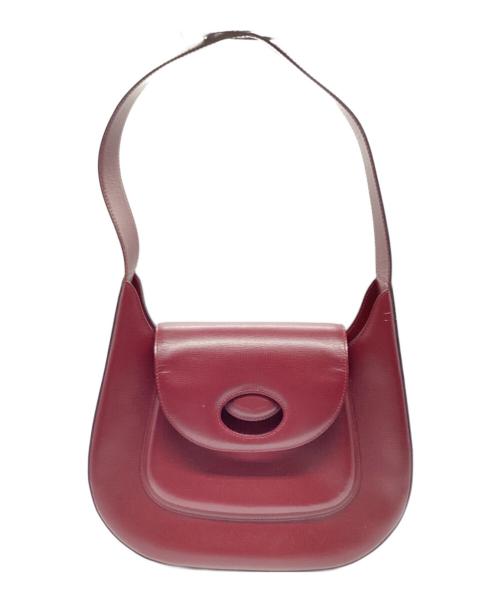 Cartier（カルティエ）Cartier (カルティエ) ターンロック ハンドバッグ ワインレッドの古着・服飾アイテム
