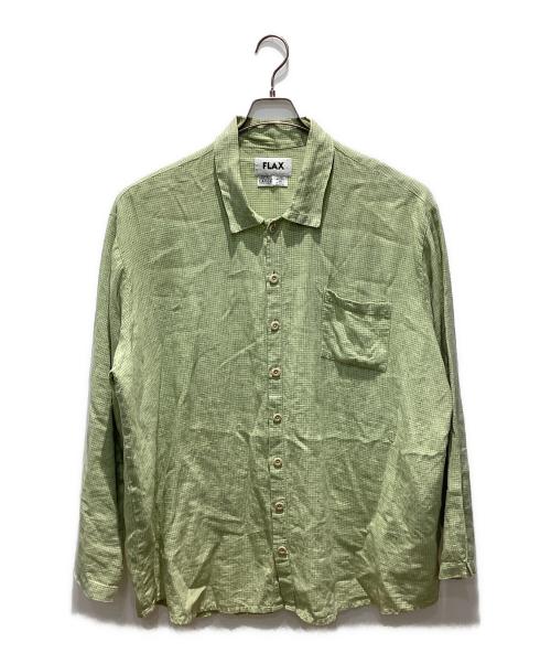 FLAX（フラックス）FLAX (フラックス) ギンガムチェックオーバーリネンシャツ ライムグリーン サイズ:Lの古着・服飾アイテム