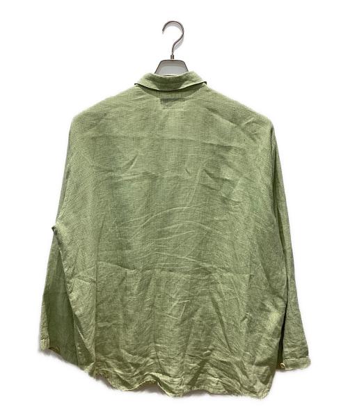 FLAX（フラックス）FLAX (フラックス) ギンガムチェックオーバーリネンシャツ ライムグリーン サイズ:Lの古着・服飾アイテム