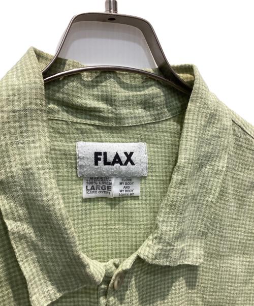 FLAX（フラックス）FLAX (フラックス) ギンガムチェックオーバーリネンシャツ ライムグリーン サイズ:Lの古着・服飾アイテム