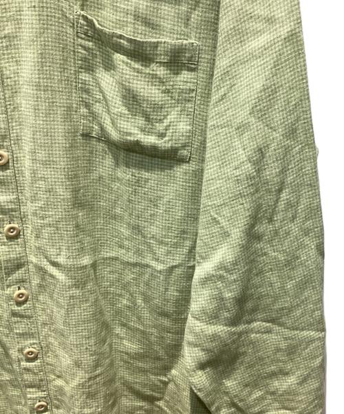 FLAX（フラックス）FLAX (フラックス) ギンガムチェックオーバーリネンシャツ ライムグリーン サイズ:Lの古着・服飾アイテム