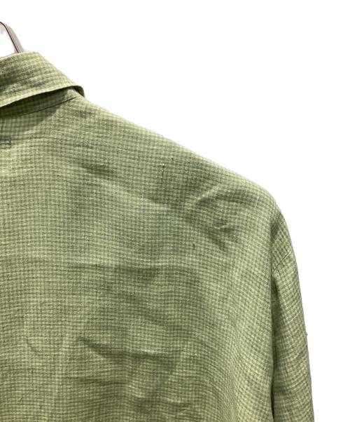 FLAX（フラックス）FLAX (フラックス) ギンガムチェックオーバーリネンシャツ ライムグリーン サイズ:Lの古着・服飾アイテム
