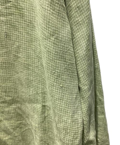 FLAX（フラックス）FLAX (フラックス) ギンガムチェックオーバーリネンシャツ ライムグリーン サイズ:Lの古着・服飾アイテム