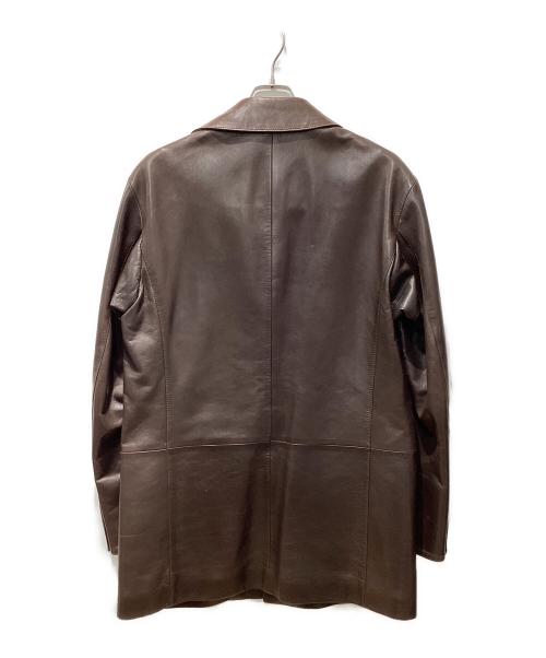 BOSS HUGO BOSS（ボス ヒューゴボス）BOSS HUGO BOSS (ボス ヒューゴボス) カーフスキン チンストラップジャケット ブラウン サイズ:50の古着・服飾アイテム