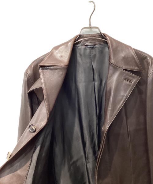 BOSS HUGO BOSS（ボス ヒューゴボス）BOSS HUGO BOSS (ボス ヒューゴボス) カーフスキン チンストラップジャケット ブラウン サイズ:50の古着・服飾アイテム