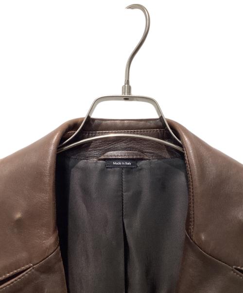 BOSS HUGO BOSS（ボス ヒューゴボス）BOSS HUGO BOSS (ボス ヒューゴボス) カーフスキン チンストラップジャケット ブラウン サイズ:50の古着・服飾アイテム