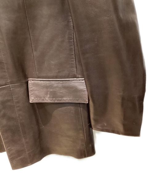 BOSS HUGO BOSS（ボス ヒューゴボス）BOSS HUGO BOSS (ボス ヒューゴボス) カーフスキン チンストラップジャケット ブラウン サイズ:50の古着・服飾アイテム
