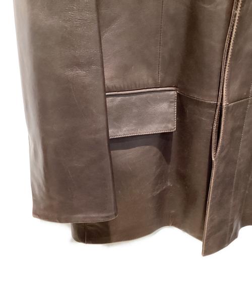 BOSS HUGO BOSS（ボス ヒューゴボス）BOSS HUGO BOSS (ボス ヒューゴボス) カーフスキン チンストラップジャケット ブラウン サイズ:50の古着・服飾アイテム