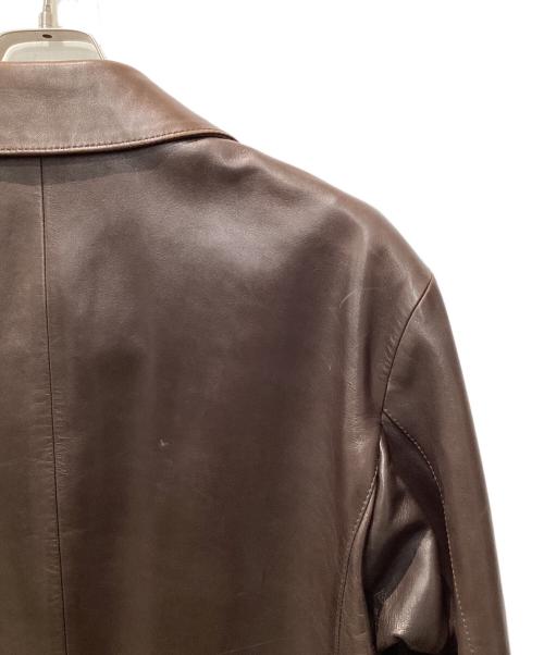 BOSS HUGO BOSS（ボス ヒューゴボス）BOSS HUGO BOSS (ボス ヒューゴボス) カーフスキン チンストラップジャケット ブラウン サイズ:50の古着・服飾アイテム