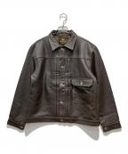 HOUSTONヒューストン）の古着「8215 COW LEATHER TRACK JACKET」｜ブラウン