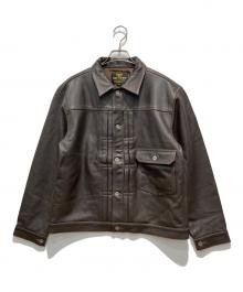 HOUSTON（ヒューストン）の古着「8215 COW LEATHER TRACK JACKET」｜ブラウン