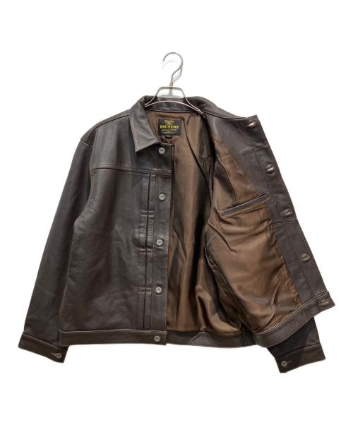 HOUSTON（ヒューストン）HOUSTON (ヒューストン) 8215 COW LEATHER TRACK JACKET ブラウン サイズ:40Rの古着・服飾アイテム