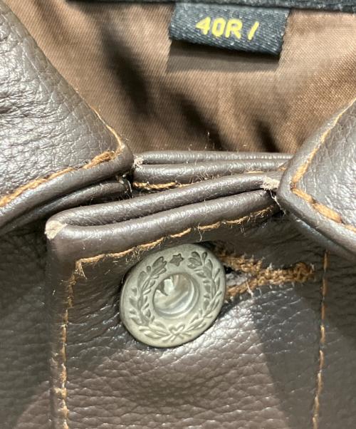 HOUSTON（ヒューストン）HOUSTON (ヒューストン) 8215 COW LEATHER TRACK JACKET ブラウン サイズ:40Rの古着・服飾アイテム