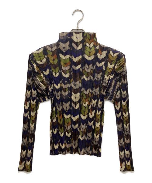 PLEATS PLEASE（プリーツプリーズ）PLEATS PLEASE (プリーツプリーズ) 総柄プリーツカットソー パープル サイズ:4の古着・服飾アイテム
