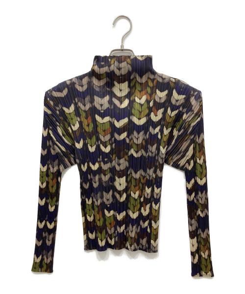 PLEATS PLEASE（プリーツプリーズ）PLEATS PLEASE (プリーツプリーズ) 総柄プリーツカットソー パープル サイズ:4の古着・服飾アイテム