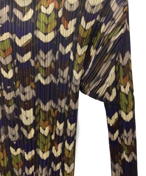 PLEATS PLEASE（プリーツプリーズ）PLEATS PLEASE (プリーツプリーズ) 総柄プリーツカットソー パープル サイズ:4の古着・服飾アイテム