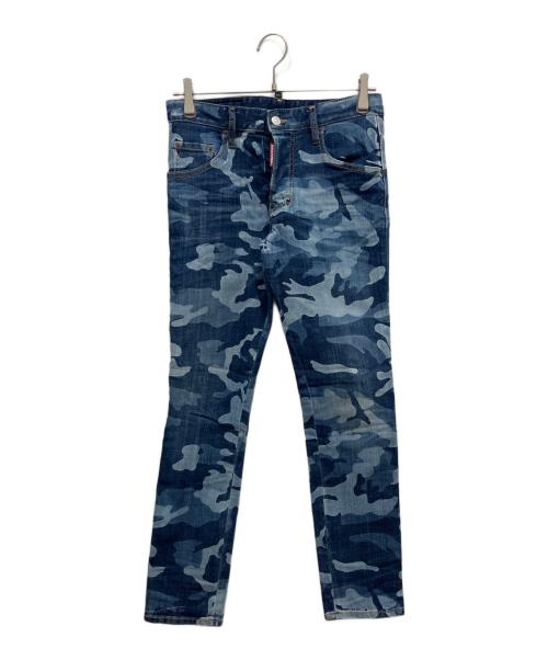 DSQUARED2（ディースクエアード）DSQUARED2 (ディースクエアード) カモ柄スケータージーンズ インディゴ サイズ:42の古着・服飾アイテム
