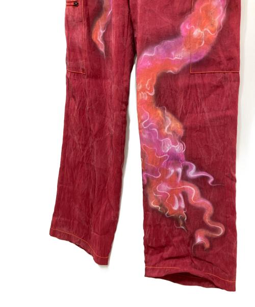 CASELLA MEYER（カゼッラ マイヤー）CASELLA MEYER (カゼッラ マイヤー) SILK DRAGON CARGO PANTS レッド サイズ:30の古着・服飾アイテム