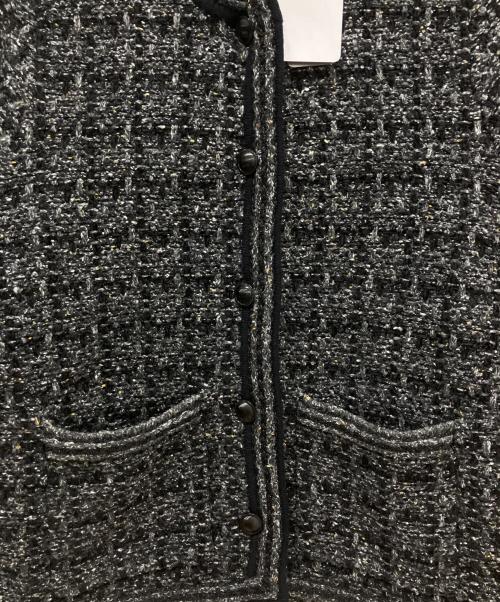 ESTNATION（エストネーション）ESTNATION (エストネーション) ツイード ニットジャケット ブラック サイズ:Fの古着・服飾アイテム