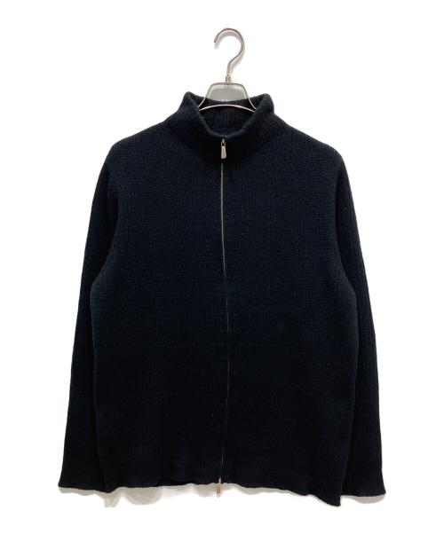 MALO（マーロ）MALO (マーロ) ダブルジッパーカシミヤドライバーズニット ブラック サイズ:54の古着・服飾アイテム