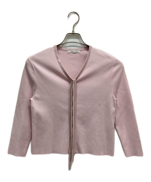 ANAYI（アナイ）ANAYI (アナイ) ステップビジューカーディガン ピンク サイズ:38の古着・服飾アイテム