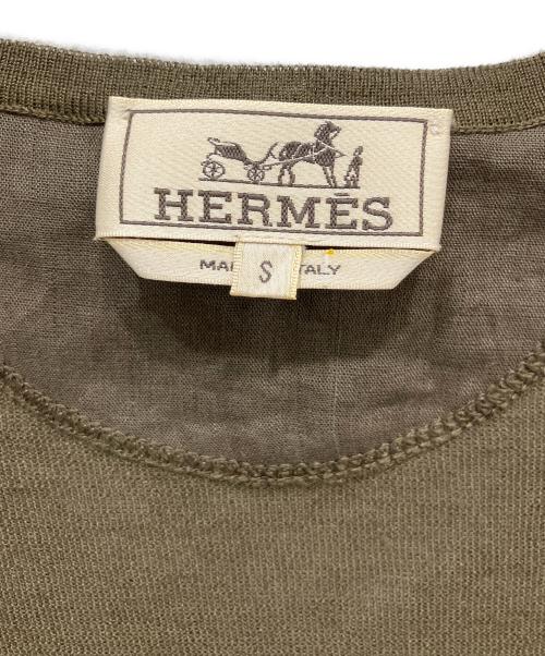 HERMES（エルメス）HERMES (エルメス) リネンシルクノースリーブニット オリーブ サイズ:Ｓの古着・服飾アイテム