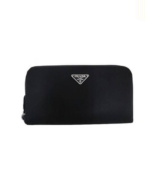 PRADA（プラダ）PRADA (プラダ) ラウンドファスナー長財布 ブラック M506の古着・服飾アイテム