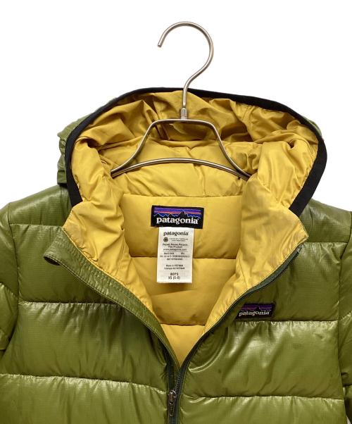 Patagonia（パタゴニア）Patagonia (パタゴニア) ボーイズハイロフトダウンセーターフーディ 黄緑 サイズ:SIZE XSの古着・服飾アイテム