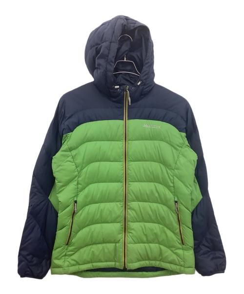 MARMOT（マーモット）MARMOT (マーモット) ライトバンフーダウンジャケット ネイビー×グリーン サイズ:Lの古着・服飾アイテム