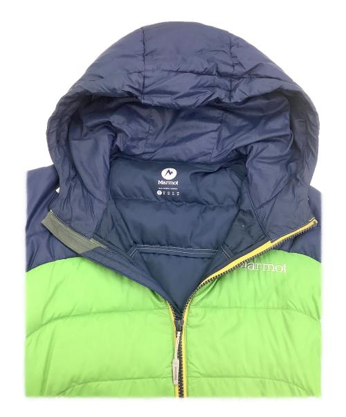 MARMOT（マーモット）MARMOT (マーモット) ライトバンフーダウンジャケット ネイビー×グリーン サイズ:Lの古着・服飾アイテム