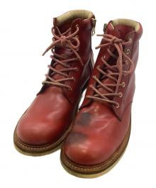 SLOW WEAR（スローウェア）の古着「オイルドレザープレーンMIDブーツ」｜レッド