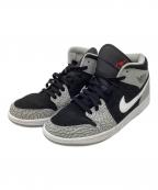 NIKEナイキ）の古着「ハイカットスニーカー/Air Jordan 1 Mid Elephant Toe/エアジョーダン1 ミッド  エレファント トゥ/サファリ」｜ブラック×グレー