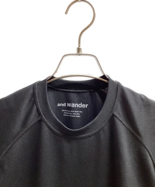 and wander（アンドワンダー）and wander (アンドワンダー) power dry jersey raglan SS T（トレッキングウェア) ブラック サイズ:Mの古着・服飾アイテム