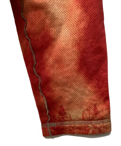 and wander（アンドワンダー）and wander (アンドワンダー) プリントオクタプルオーバー(トレッキングウェア) レッド×オレンジ サイズ:XLの古着・服飾アイテム