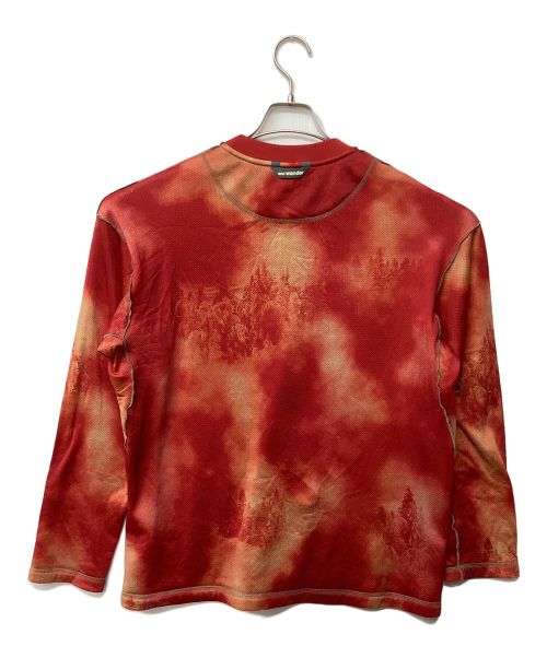 and wander（アンドワンダー）and wander (アンドワンダー) プリントオクタプルオーバー(トレッキングウェア) レッド×オレンジ サイズ:XLの古着・服飾アイテム