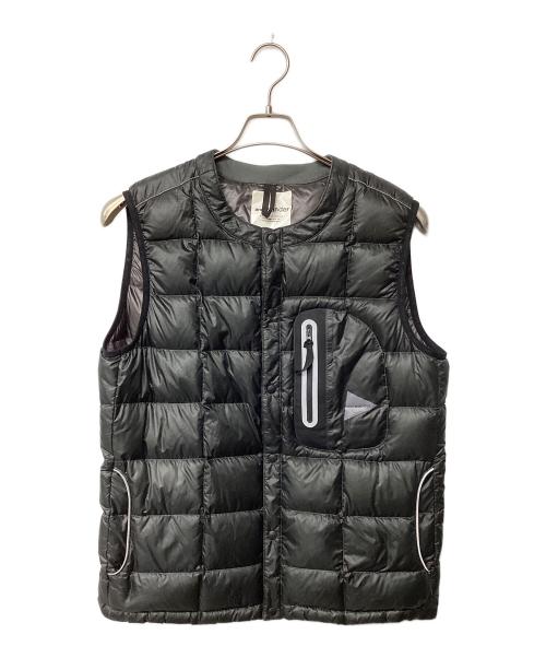 and wander（アンドワンダー）and wander (アンドワンダー) diamond stitch down vest ブラック サイズ:Lの古着・服飾アイテム