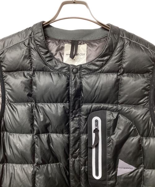 and wander（アンドワンダー）and wander (アンドワンダー) diamond stitch down vest ブラック サイズ:Lの古着・服飾アイテム