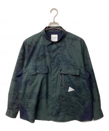 and wander（アンドワンダー）の古着「printed LS shirt」｜グリーン