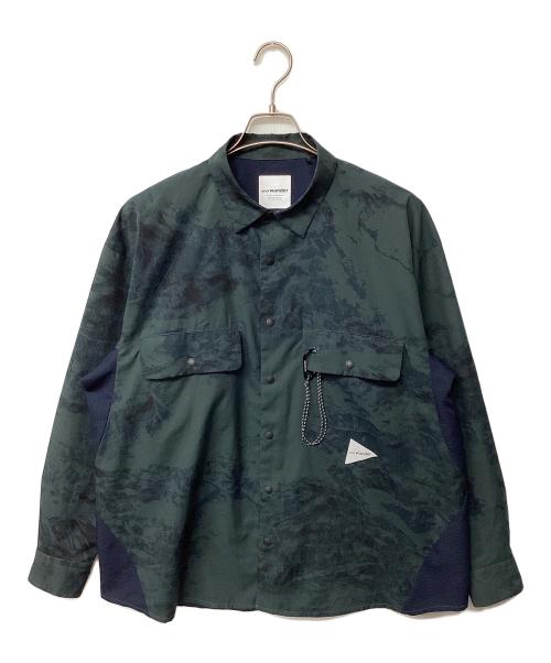 and wander（アンドワンダー）and wander (アンドワンダー) printed LS shirt グリーン サイズ:Lの古着・服飾アイテム
