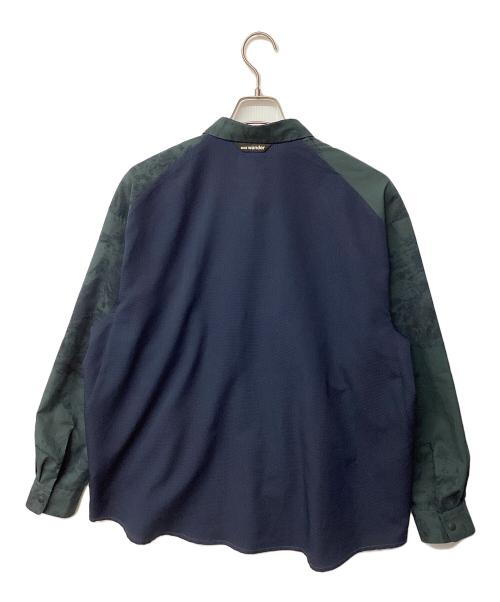 and wander（アンドワンダー）and wander (アンドワンダー) printed LS shirt グリーン サイズ:Lの古着・服飾アイテム