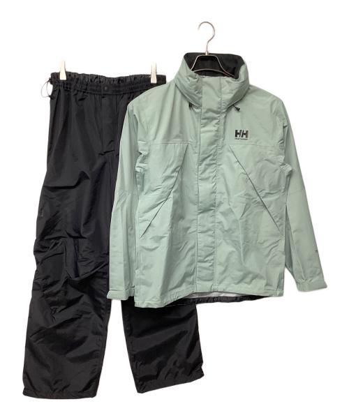 HELLY HANSEN（ヘリーハンセン）HELLY HANSEN (ヘリーハンセン) ヘリーレインスーツ(トレッキングウェア/レインウェア) スカイブルー×ブラック サイズ:Mの古着・服飾アイテム