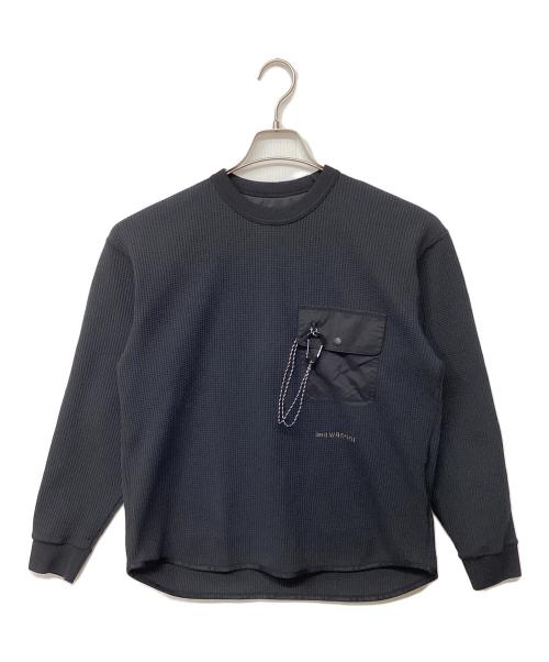 and wander（アンドワンダー）and wander (アンドワンダー) PE waffle long sleeve T ブラック サイズ:Sの古着・服飾アイテム