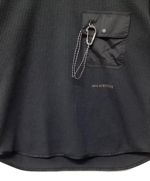 and wander（アンドワンダー）and wander (アンドワンダー) PE waffle long sleeve T ブラック サイズ:Sの古着・服飾アイテム