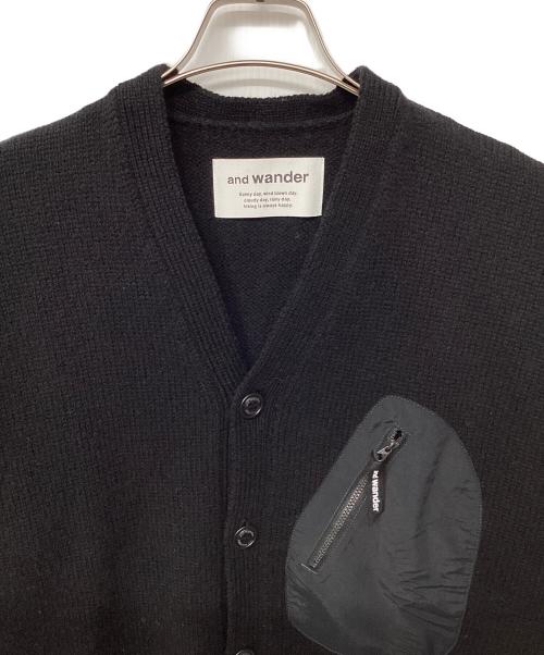 and wander（アンドワンダー）and wander (アンドワンダー) シェトランドウールカーディガン ブラック サイズ:Mの古着・服飾アイテム