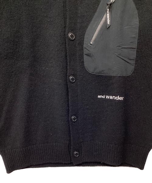 and wander（アンドワンダー）and wander (アンドワンダー) シェトランドウールカーディガン ブラック サイズ:Mの古着・服飾アイテム