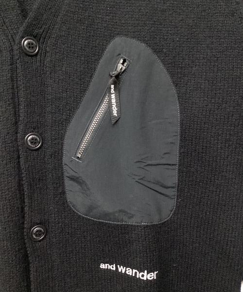 and wander（アンドワンダー）and wander (アンドワンダー) シェトランドウールカーディガン ブラック サイズ:Mの古着・服飾アイテム